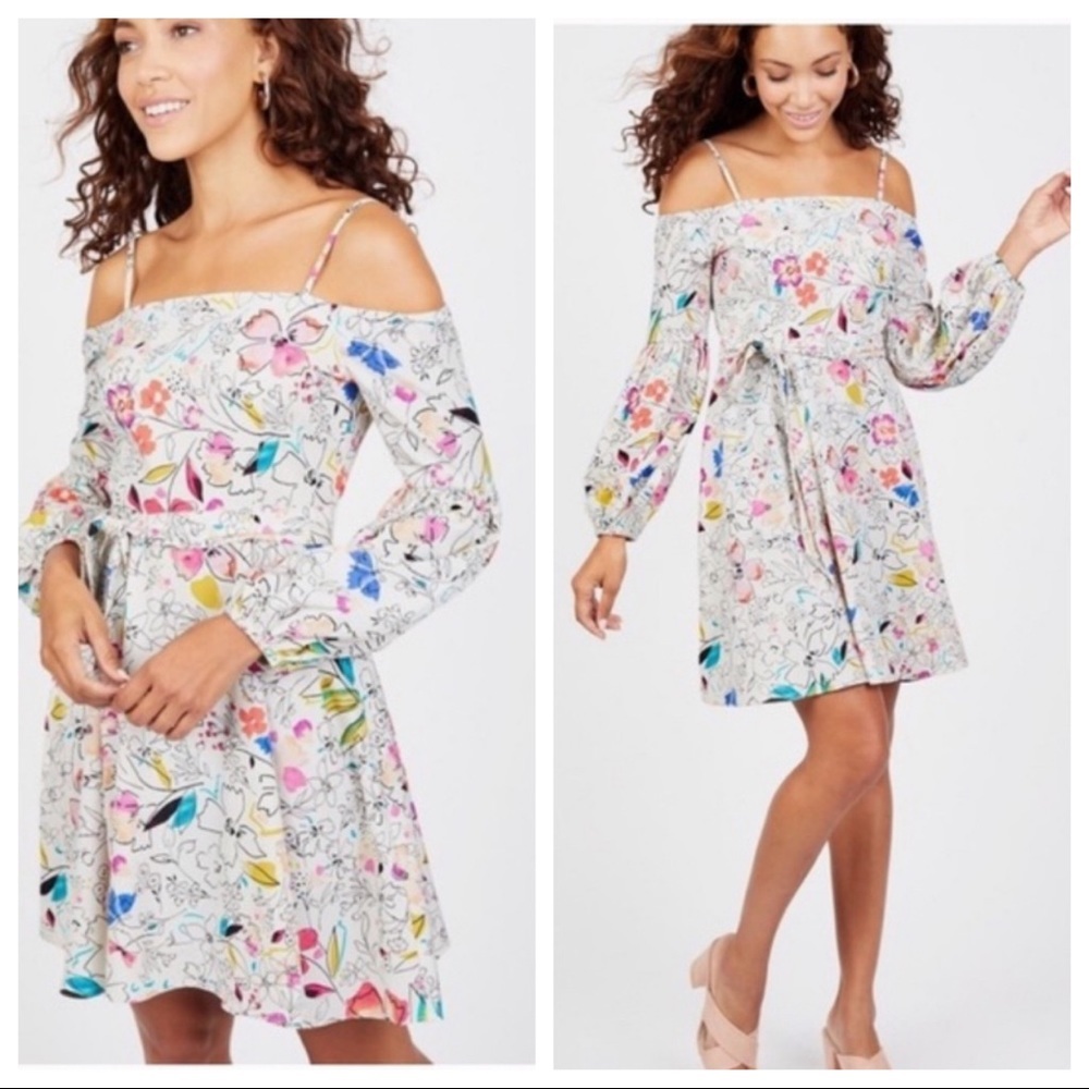 Clover and Sloane Floral Cold Shoulder Dress